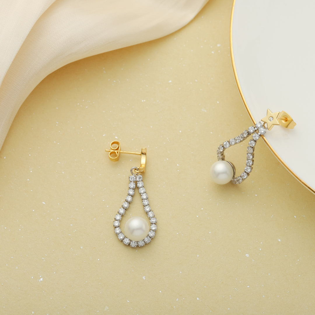 Moon Star Pearl Earrings