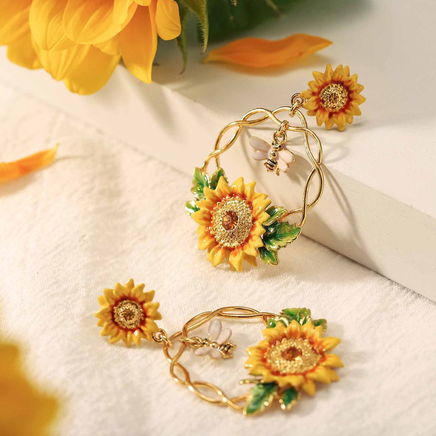 Sunflower Hoop Earrings