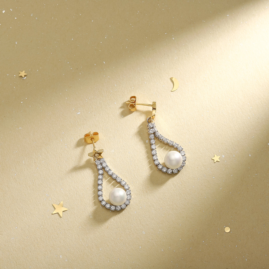 Moon Star Pearl Earrings