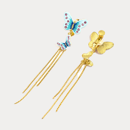 Forest Butterfly Tassel Earrings