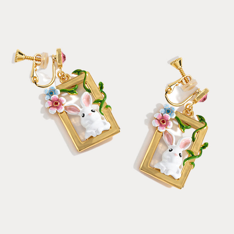 Blossom Bunny Pendant Earrings