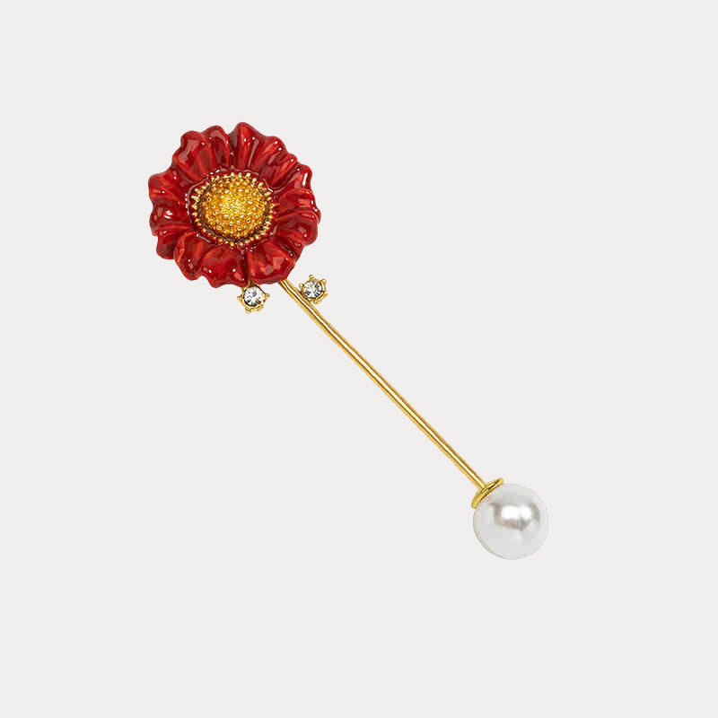 Red Daisy Brooch