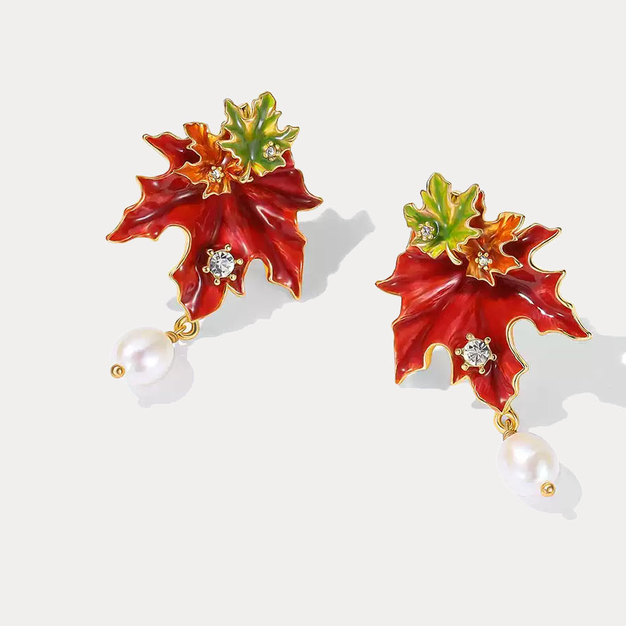 Maple Leaf Pearl Earrings