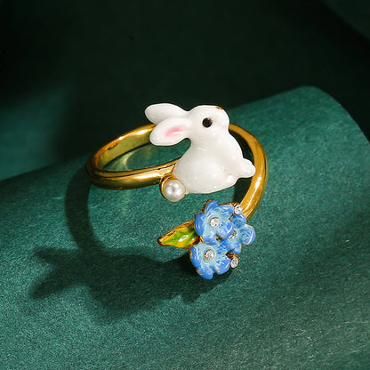 Cute Bunny With Flower Ring