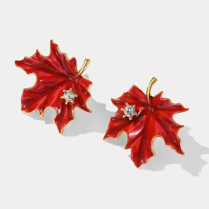 Red Maple Leaf Earrings