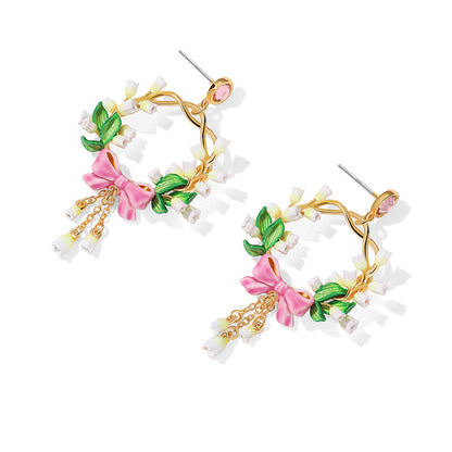 Lily Of The Valley Bowknot Earrings