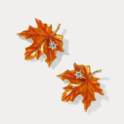 Orange Maple Leaf Earrings