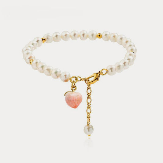 Peach Bracelet With Pearl