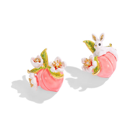 Cute Bunny With Peach Earrings