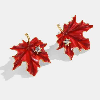 Red Maple Leaf Earrings