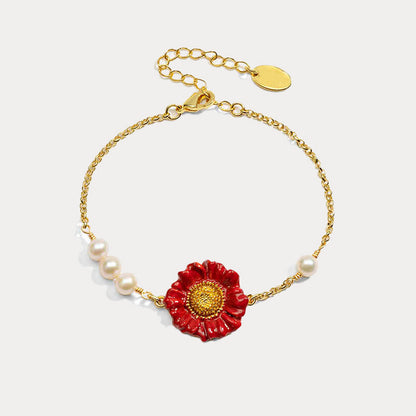 Red Daisy Bracelet