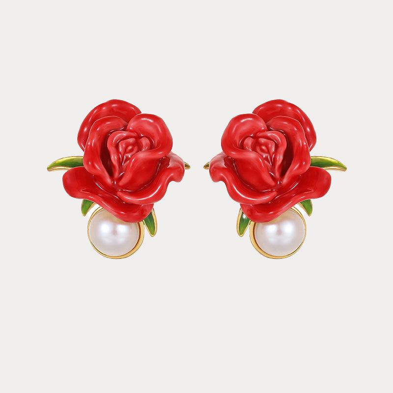 Red Rose Earrings