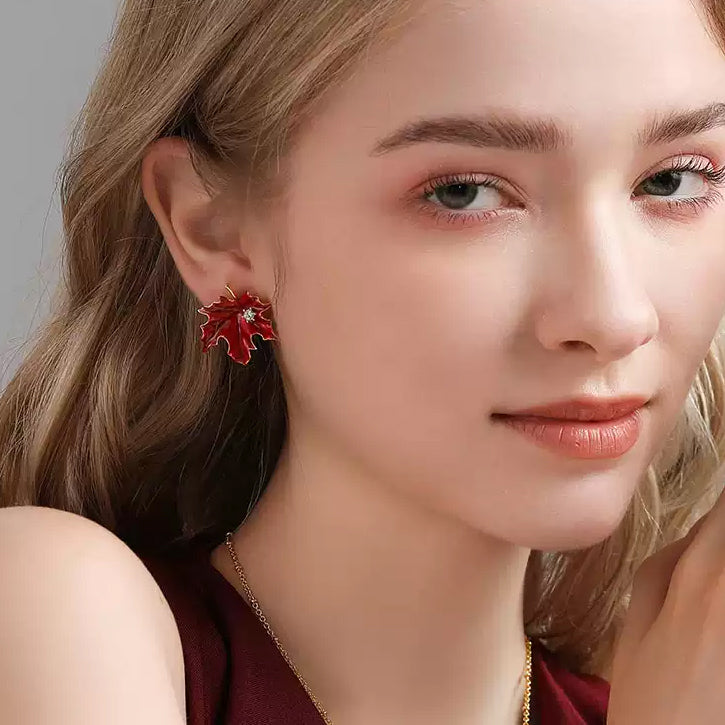 Red Maple Leaf Earrings