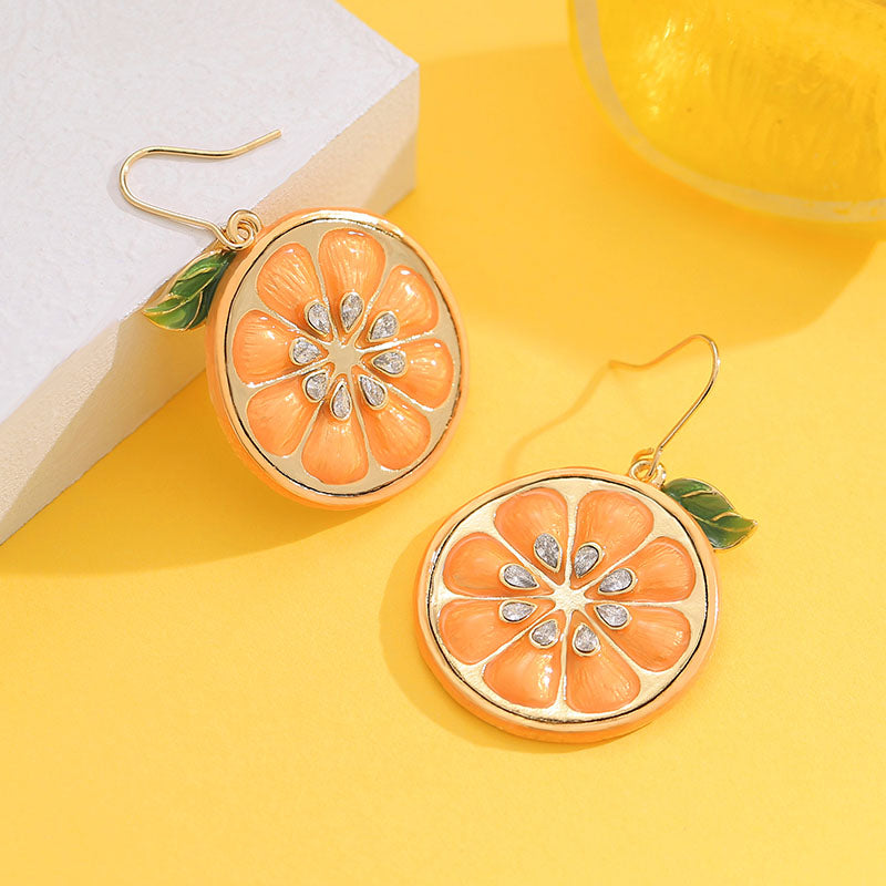 Orange Silce Hook Earrings