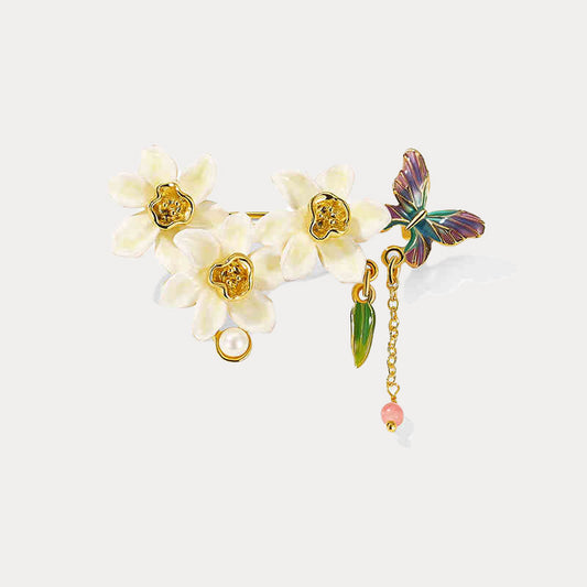 Daffodils & Butterfly Brooch