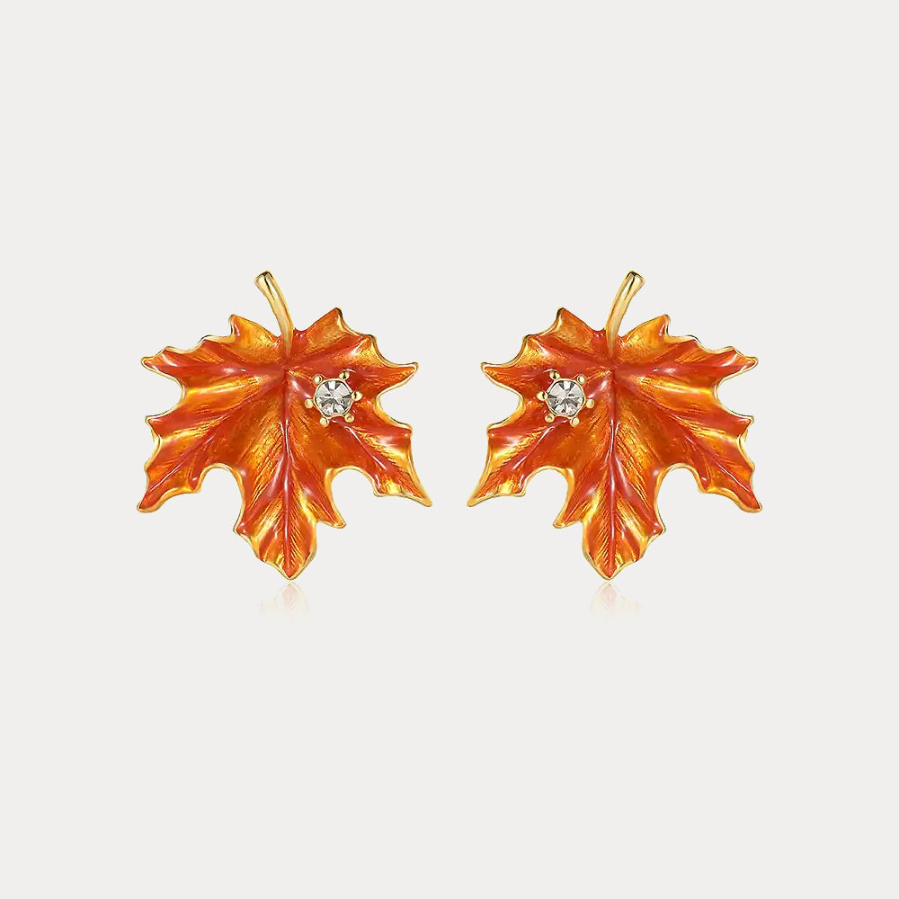 Orange Maple Leaf Earrings