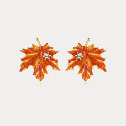 Orange Maple Leaf Earrings