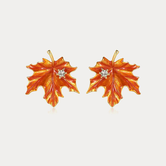 Orange Maple Leaf Earrings