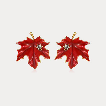 Red Maple Leaf Earrings