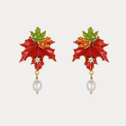 Maple Leaf Pearl Earrings