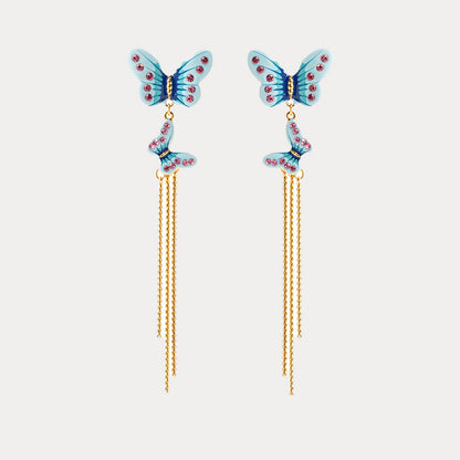 Forest Butterfly Tassel Earrings