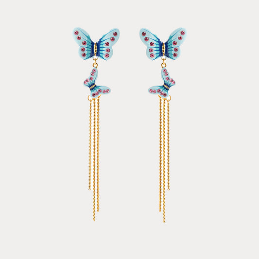 Forest Butterfly Tassel Earrings