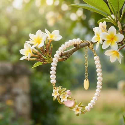 Plumeria Pearl Bracelet