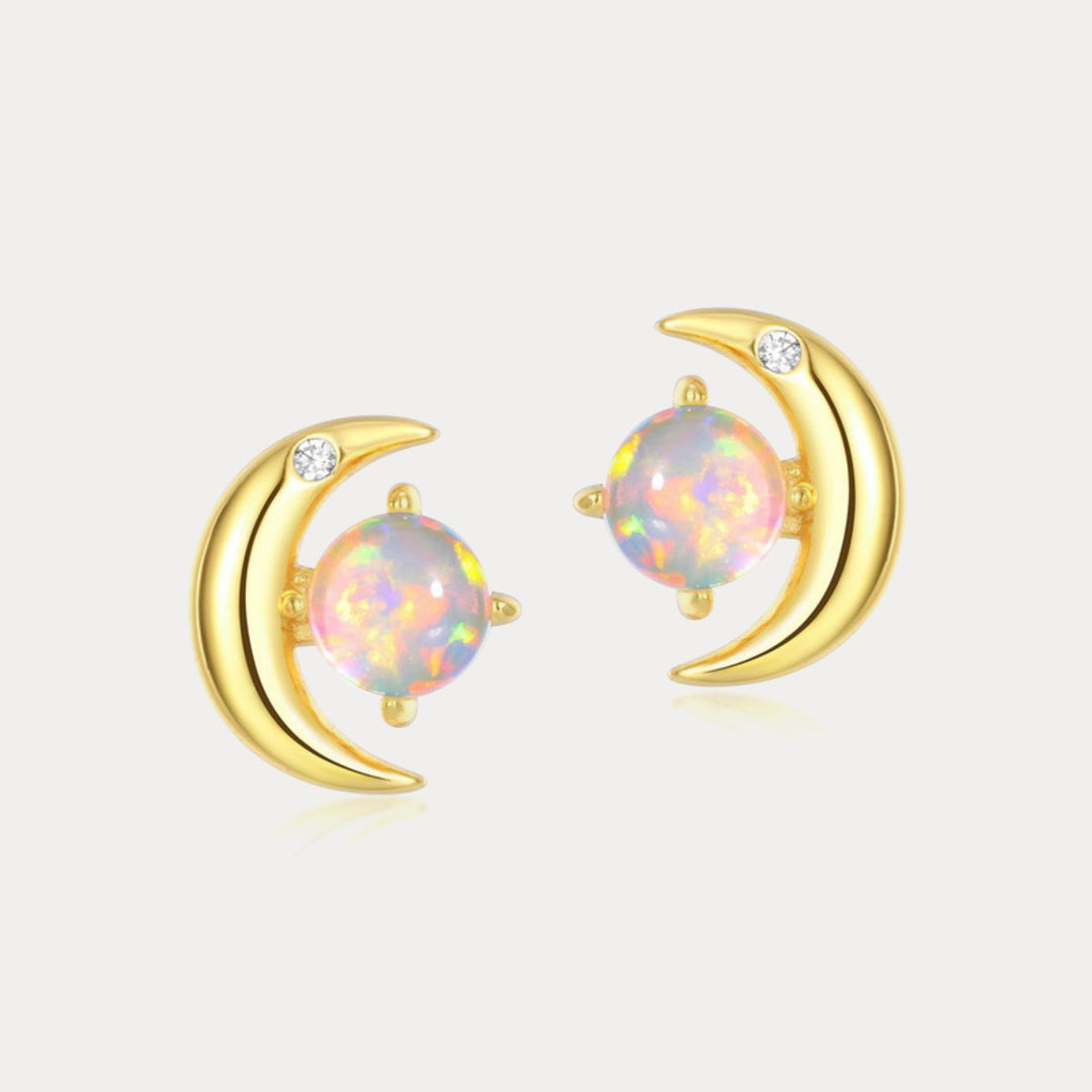 Moon Star Opal Stud Earrings