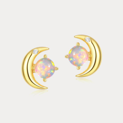 Moon Star Opal Stud Earrings