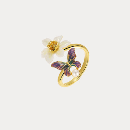 Daffodils & Butterfly Ring