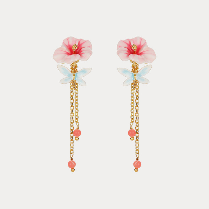 Hibiscus Tassel Earrings