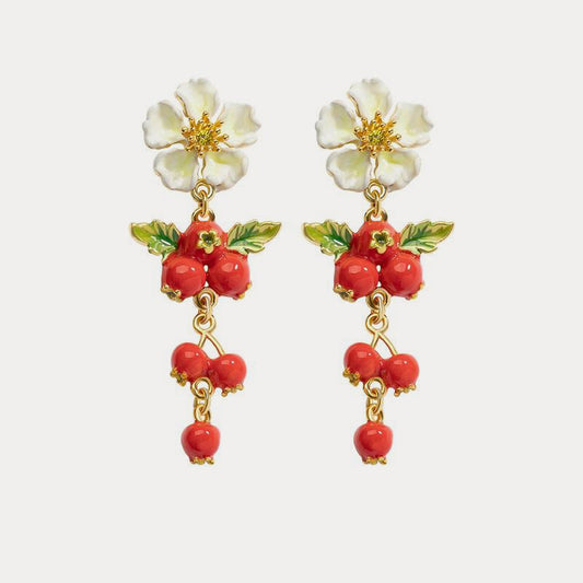 Cranberry Flowers Earrings