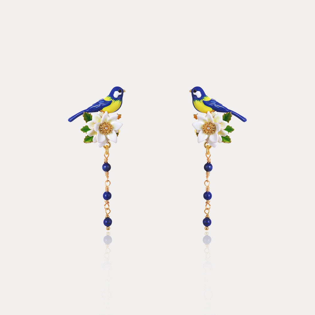 Blue Tit Tassel Earrings