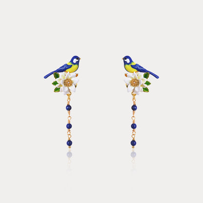 Blue Tit Tassel Earrings