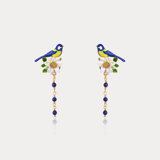 Blue Tit Tassel Earrings