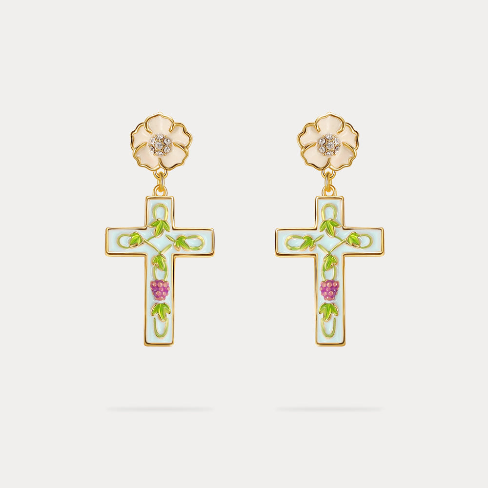 Grape Cross Earrings