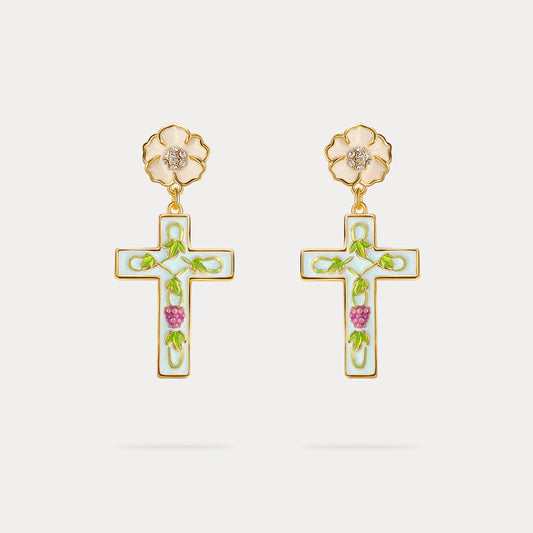 Grape Cross Earrings