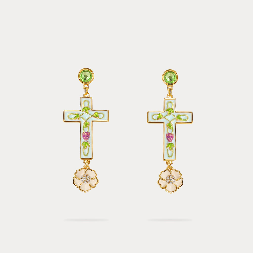 Grape Cross Earrings