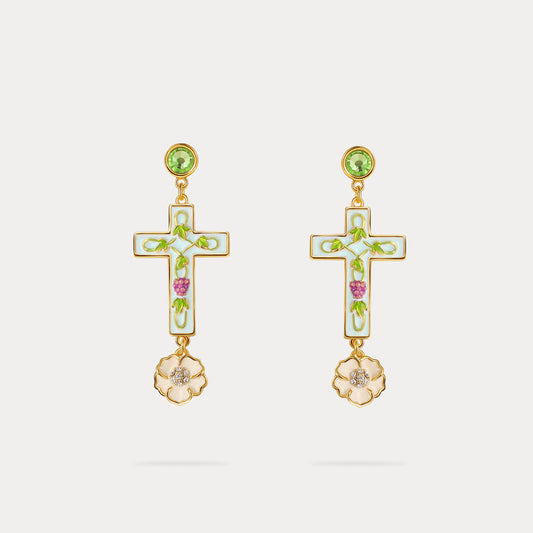 Grape Cross Earrings