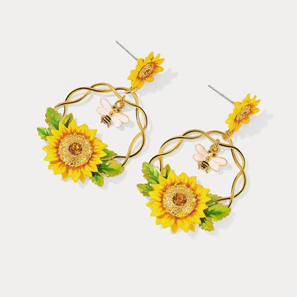 Sunflower Hoop Earrings