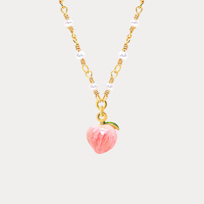 Peach Necklace With Pearl