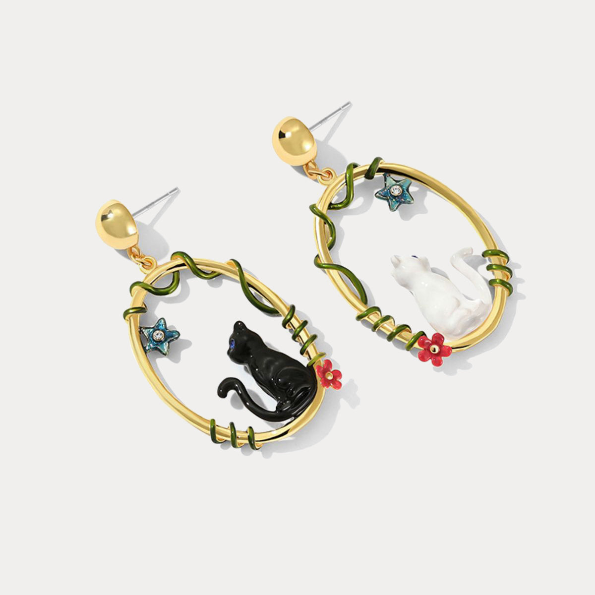 Black & White Cat Earrings