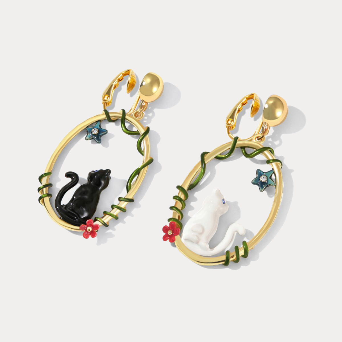 Black & White Cat Earrings