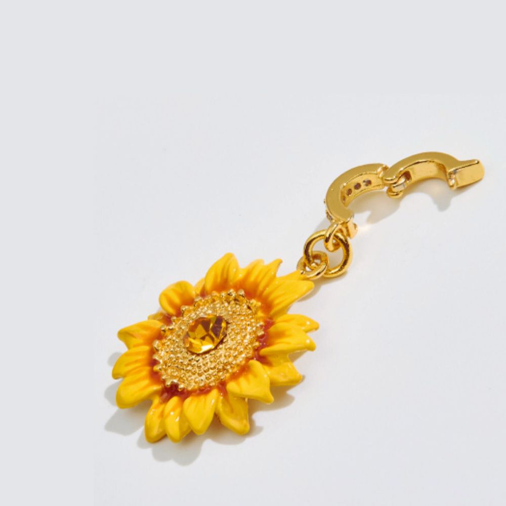 Detachable sunflower pendant with gold clasp and sparkling gem centerpiece, designed for charm chokers
