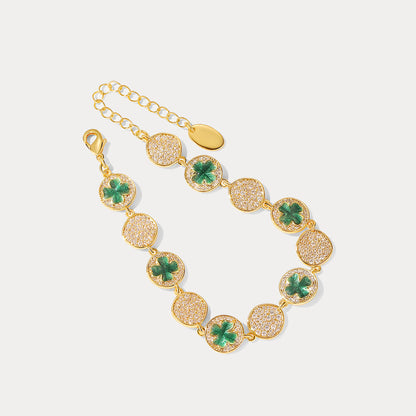 Four-Leaf Clover Coin Bracelet