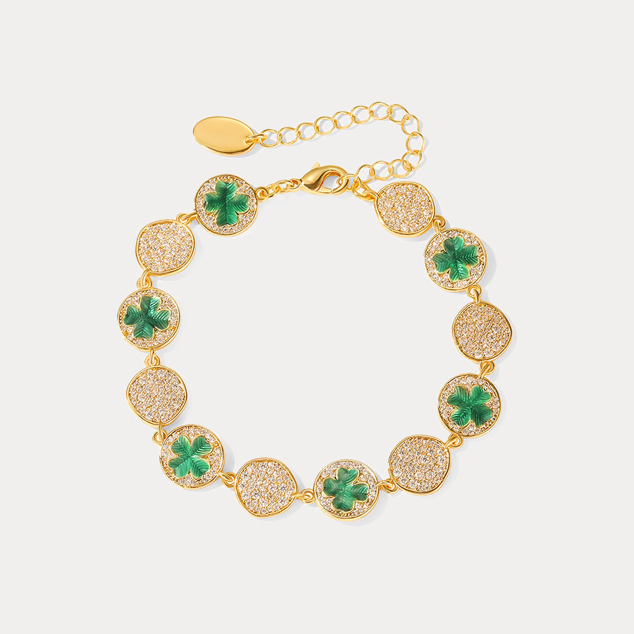 Four-Leaf Clover Coin Bracelet