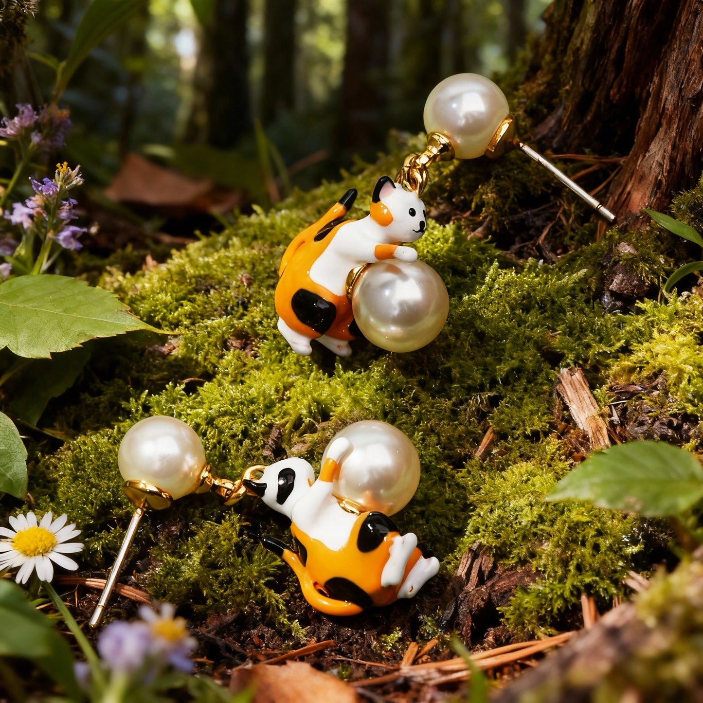 Calico Kitten Earrings