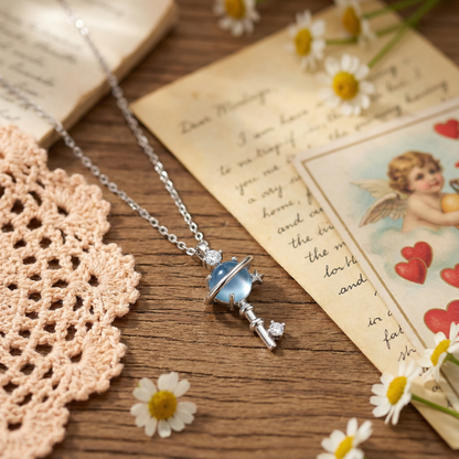 Saturn Halo Topaz Necklace