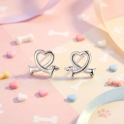Heart Dachshund Stud Earrings