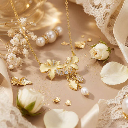 White Iris Flower Necklace